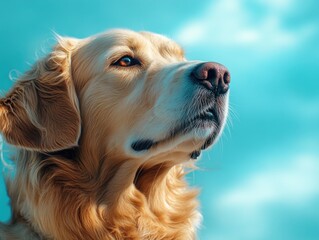 Dog in sky background