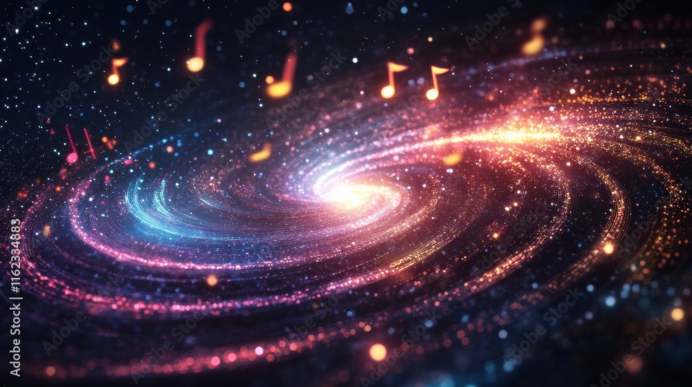 Leinwandbilder galaxy of stars creating a mesmerizing sound wave spiral in a cosmic dance of color and light. gener