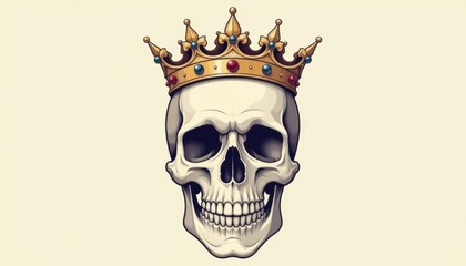 Crowned skull showcases a blend of elegance and eeriness in artistic expression