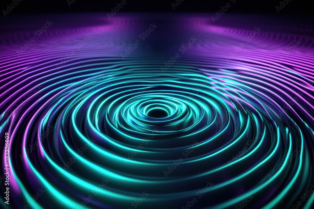 Poster Vibrant abstract sound waves create a mesmerizing display of 3D patterns and colors in a modern digital art piece. Generative AI
