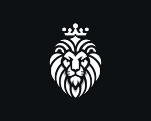 King Lion Head Logo Design Vector Template.