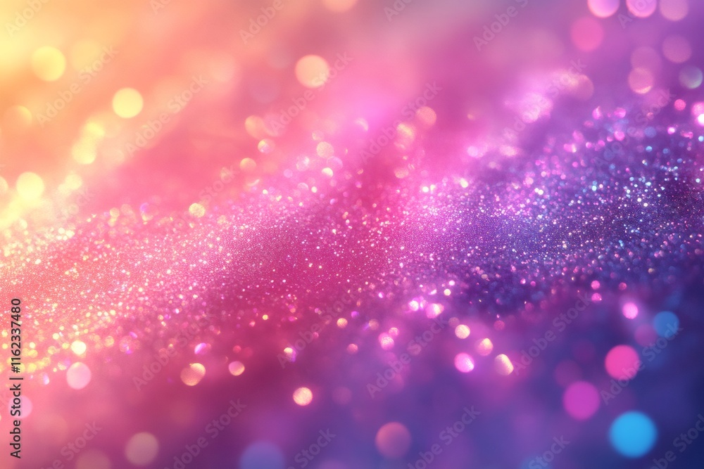 Poster glittering pink and purple bokeh lights creating festive background design