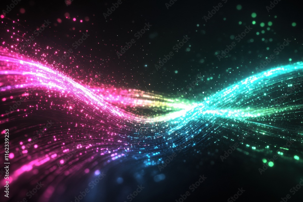 Aufkleber vibrant 3d light waves pulsate in a neon glow creating an enchanting atmosphere filled with energy a