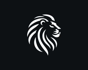 Fototapeta premium White Color Lion Head Logo Design Vector Template.