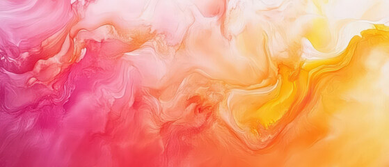 A painting of a pink and yellow swirl with a pink and yellow background