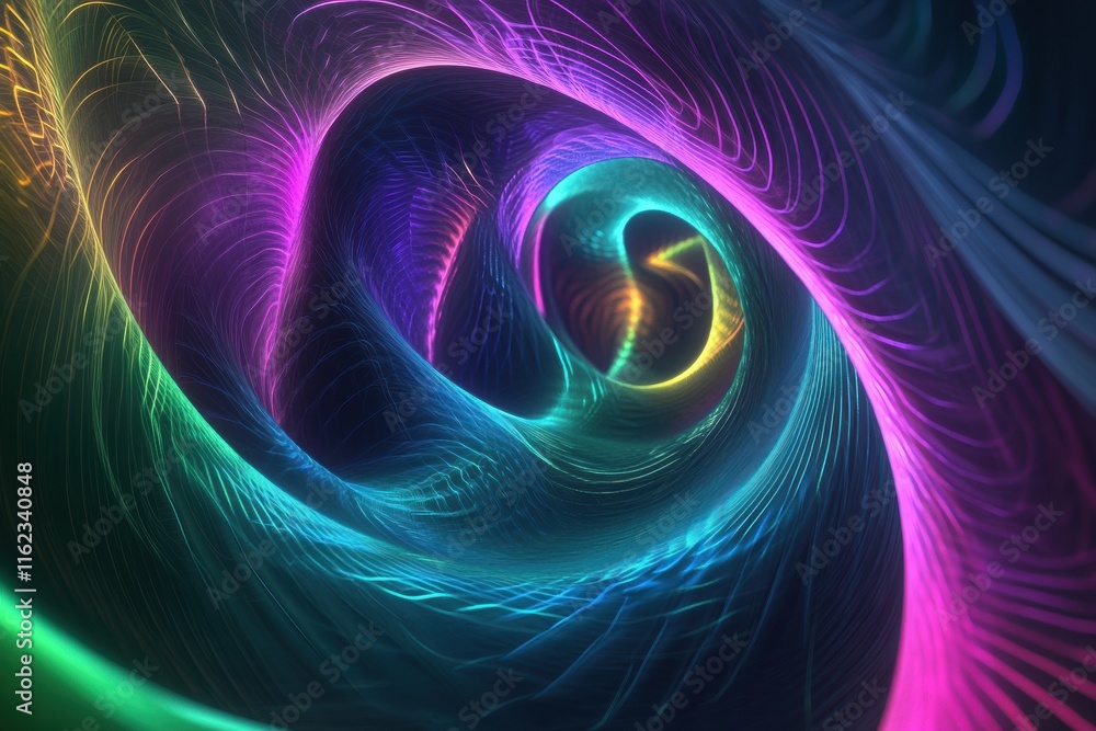 Poster dynamic 3d representation of music inspired abstract sound waves with vibrant colors and fluid motio