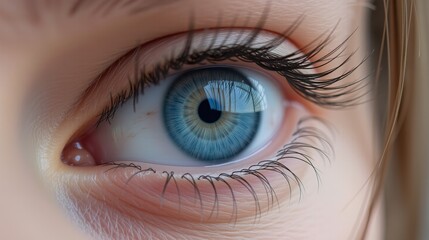 Fototapeta premium Close-up of blue human eye with detailed iris