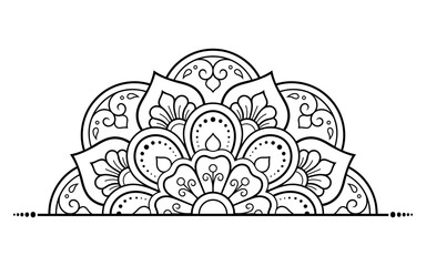 Circular pattern in form of mandala with flower for Henna, Mehndi, tattoo, decoration. Decorative ornament in ethnic oriental style. Outline doodle hand draw vector illustration.
