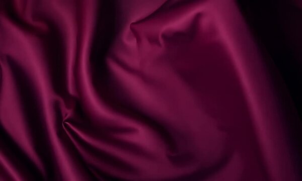 Burgundy satin fabric background. Burgundy satin waves background texture. Burgundy satin fabric cloth textile material