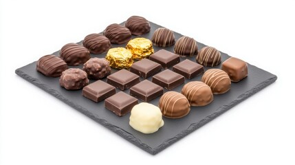 Fototapeta premium a luxurious assortment of handcrafted chocolates, featuring truffles, pralines