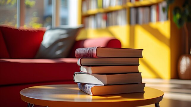 pile of books on a coffee table in the living room