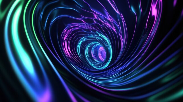 Explore vibrant 3D abstract sound waves creating a dynamic and immersive visual experience in a digital realm. Generative AI