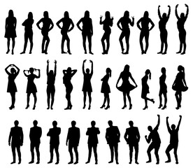 silhouette, people, woman, vector, business, men, group, illustration, fashion, walking, body, silhouettes, person, model, family, businessman, black, team, boy, collection, crowd, standing, pose, spo