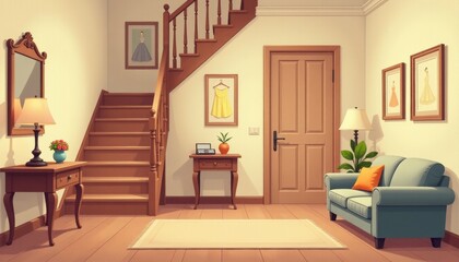 Fototapeta premium Cozy and inviting interior of a home with warm decor and stylish furniture