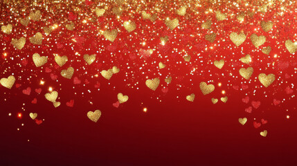 Golden hearts and glittering confetti create festive atmosphere for celebration