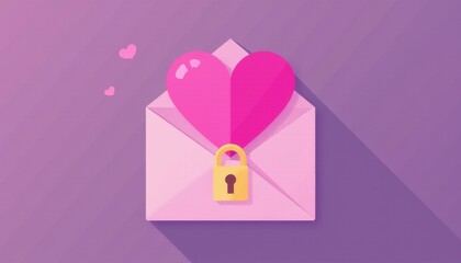 Obraz premium Heartfelt message secured within a vibrant purple envelope on a pastel background