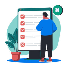 A flat illustration of character worried about incomplete task 