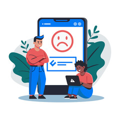 A flat illustration of character angry at network issue 