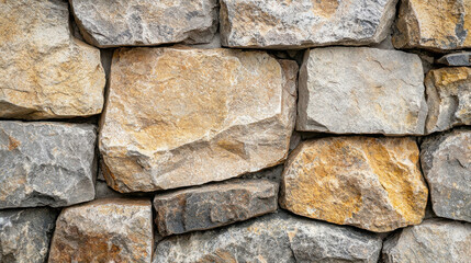 Rustic Stone Wall with a Blend of Smooth and Rough Textures for Interiors or Exteriors