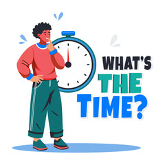 A flat illustration of character taking time stress 