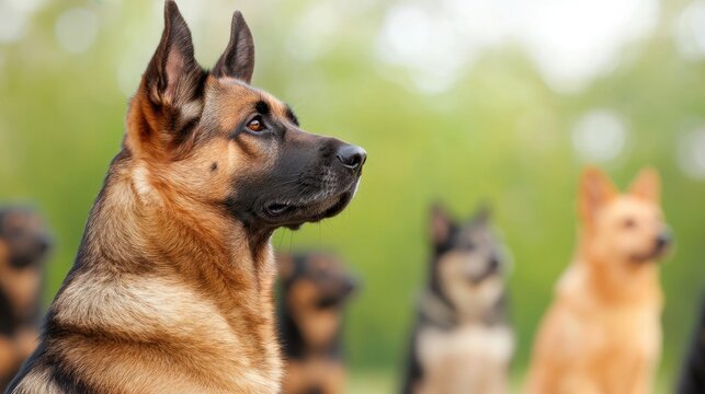 Training session with german shepherds dog park animal photography outdoor close-up canine behavior and skills