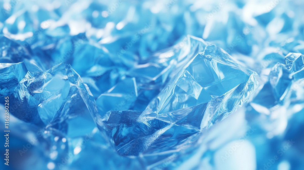 Poster beautiful ice shards create a sparkling blue texture on a clear day