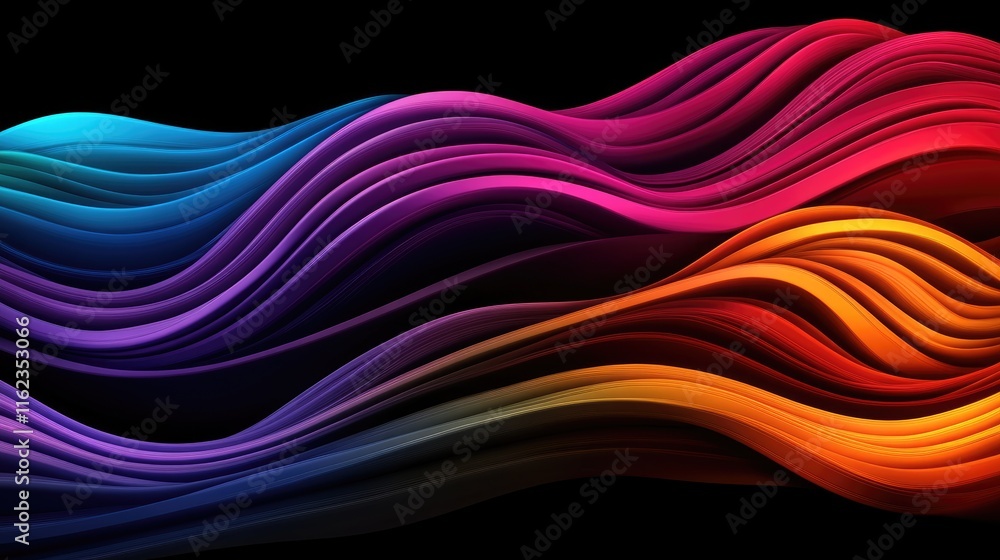 Aufkleber dynamic color waves flowing in abstract design digital artwork vibrant environment close-up view vis