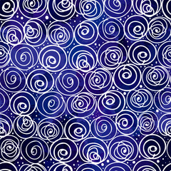 Abstract curved lines on a blue  background. Seamless textile pattern. Vector illustration. 