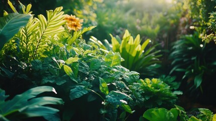 Obraz premium Thriving Permaculture Garden with Diverse Plants