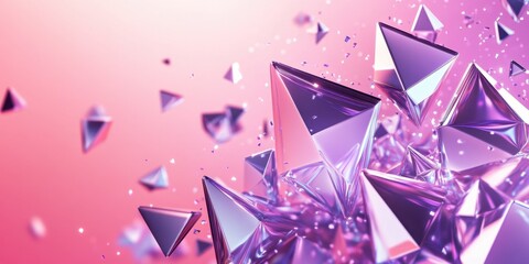 Abstract Pink and Purple Geometric Crystal Explosion 3D Render