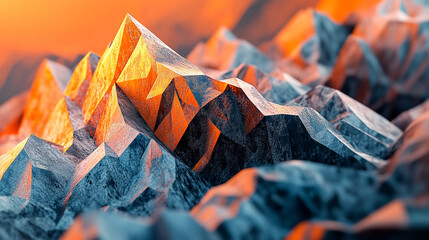 Colorful mountain peaks rise dramatically under a vibrant sunset sky
