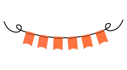 Colorful decorative flags hanging on a string for celebrations and events