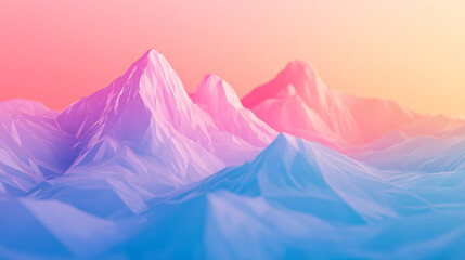 Colorful mountain landscape during sunset with vibrant hues and soft gradients