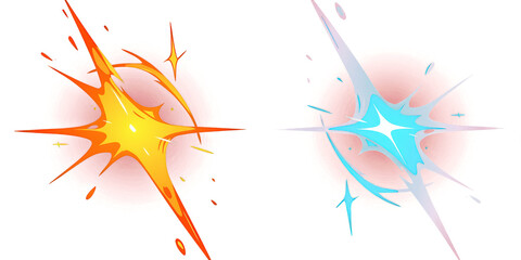 Dynamic Duo of Explosions Fiery Orange and Icy Blue Burst