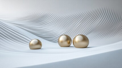 Golden Spheres on Soft White Sand Waves with Smooth Texture