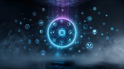 Obraz premium Digital Network, Global Connection, Futuristic Technology, AI Network, Data Flow, Network Visualization