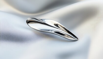 A silver pin with a modern design resting on a smooth white background, illuminated by high-contrast lighting and crisp details. contrast, white background, well-lit, sharp, realistic