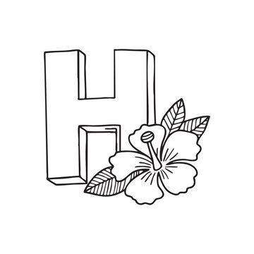 recommend clip art: An illustration of letter H beside Hibiscus