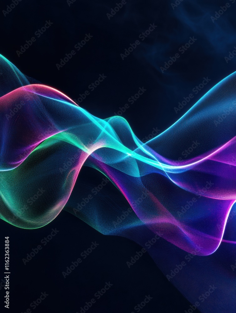 Aufkleber Explore vibrant 3D abstract sound waves in music inspired colors and flowing patterns. Generative AI