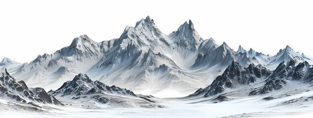 Snowy mountains sharp peaks black rocks