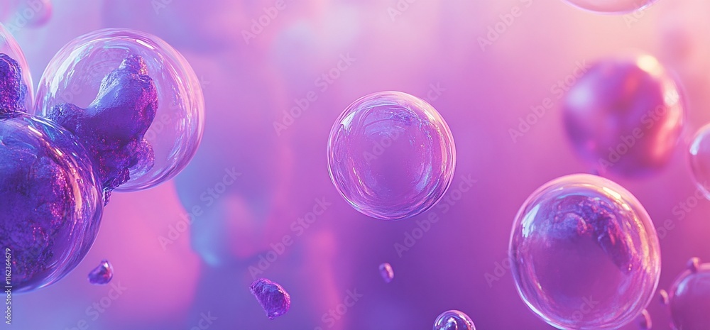 Poster abstract image of bubbles in a colorful, ethereal environment.