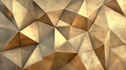 Geometric Abstract Art with Metallic Gold Triangle Shapes
