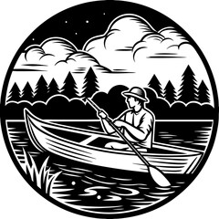 Person fishing at sunrise