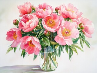 Fototapeta premium Pink Flowers in Glass Vase