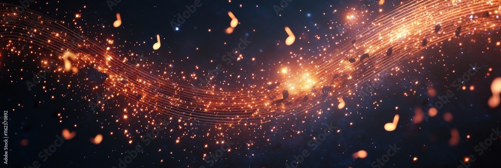 Aufkleber exploration of a vibrant 3d galaxy showcasing a mesmerizing sound wave spiral. generative ai