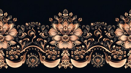 Textile border pattern scroll repeat motif design