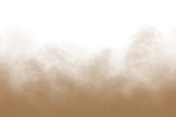 Soil dust rising isolated on transparent background. Brown sand dust soil powder. Smoke effect. Smog or fog floating. smoke cloud particles. Blurred dust explosion rising. Design elements, PNG