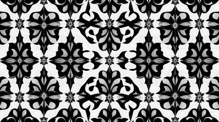 Fototapeta premium Monochromatic Floral Damask Pattern 