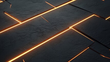 Fototapeta premium Abstract Dark Surface with Glowing Edges and Texture Details