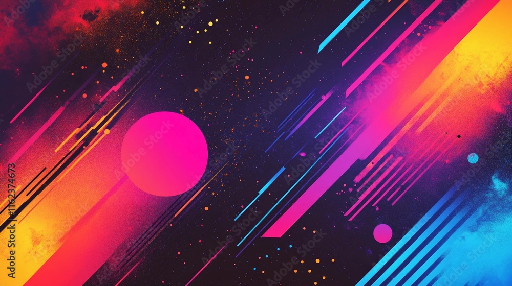 Poster Vibrant gradient design with noise texture and dynamic shapes. Generative AI